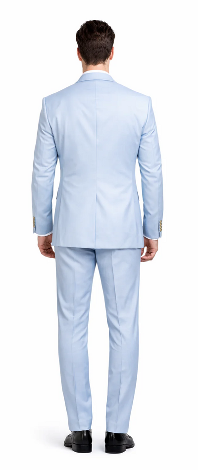 Rossiman Men’s Light Blue Slim Fit Suit – Elegant Double-Breasted Design