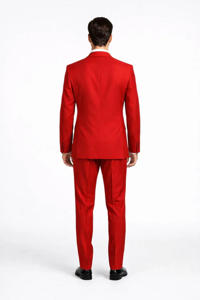 Rossiman Men’s Red Slim Fit Suit – Stylish Double-Breasted Jacket