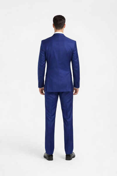 Rossiman Men’s Royal Blue Slim Fit Suit – Sophisticated Double-Breasted Design