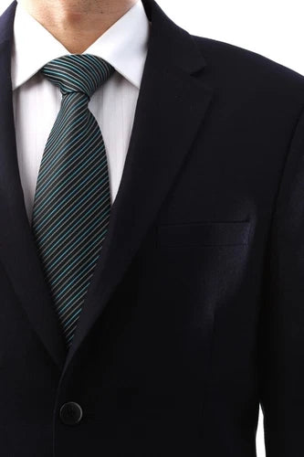 Men’s 2-Button Navy Blazer – Superior 150s Wool-Feel Microfiber Jacket