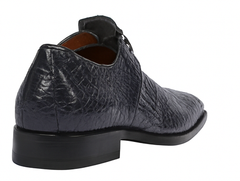 Men’s Navy Genuine Crocodile and Calfskin Leather Slip-On Dress Shoes