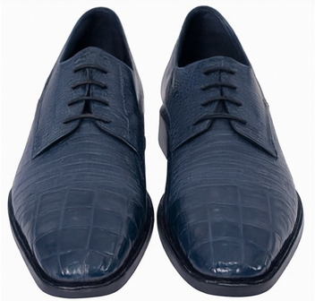 Los Altos Navy Lizard Crocodile Cap Toe Shoes 4   - from alligatorwarehouse.com