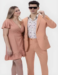 Linen Suit - Mens Summer Suits in Salmon - Beach Wedding