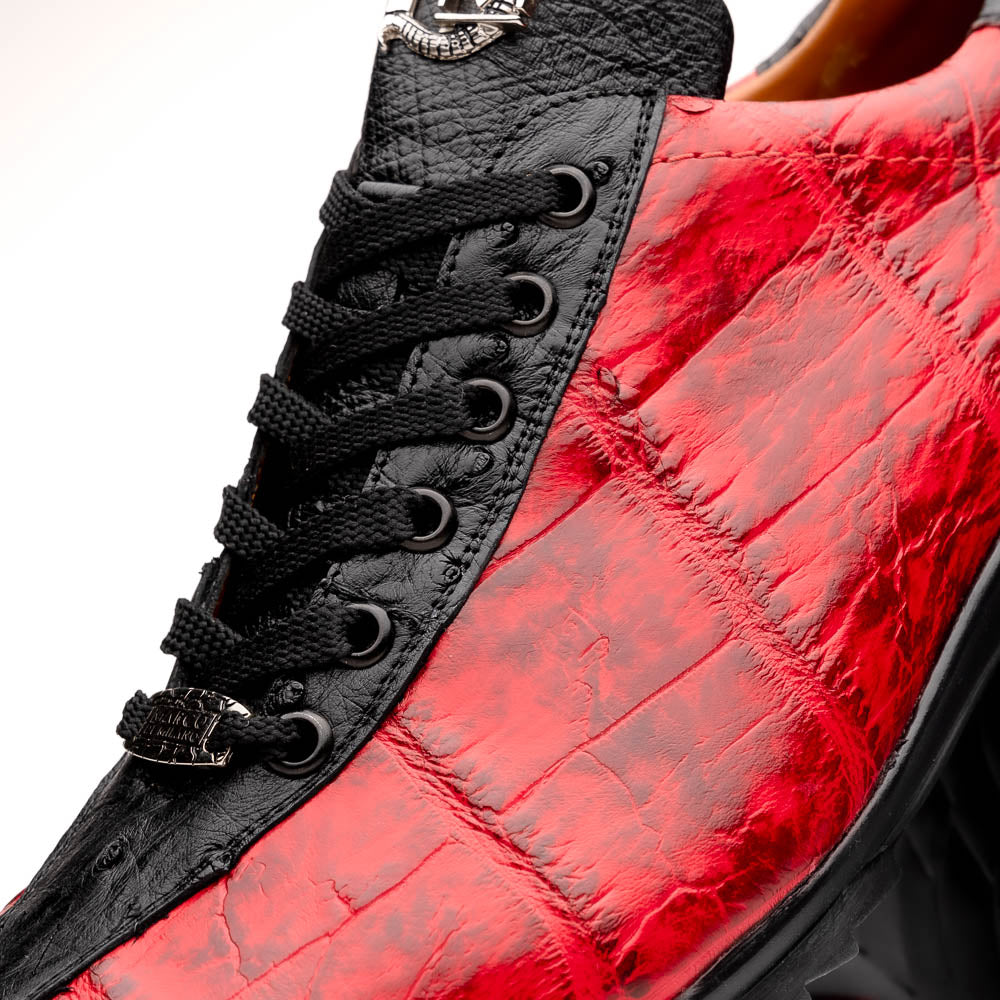 Marco Di Milano Saulo Black Cherry Exotic Ostrich and Alligator Casual Sneakers 3 SAULO_ALLIGATOR-OSTRICH_BLACK CHERRY_8  - from alligatorwarehouse.com