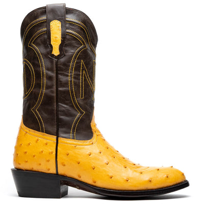 Marco Di Milano Savannah Buttercup Ostrich Quill Round Toe Cowboy Boots