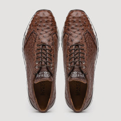 Marco Di Milano Scanno Brown Ostrich Quill Sneakers