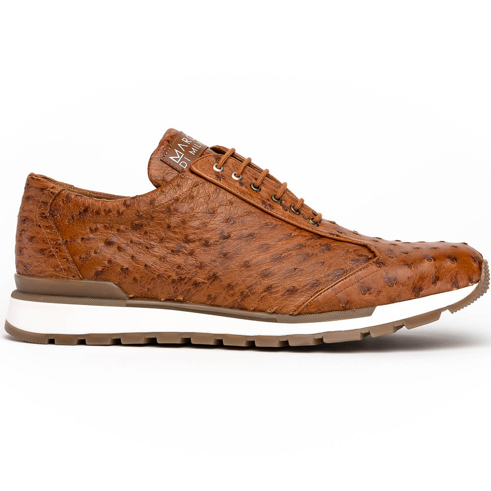Marco Di Milano Scanno Cognac Ostrich Quill Sneakers 1 SCANNO_OSTRICH_COGNAC_8  - from alligatorwarehouse.com