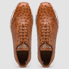 Marco Di Milano Scanno Cognac Ostrich Quill Sneakers