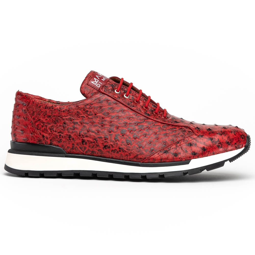 Marco Di Milano Scanno Antique Red Ostrich Quill Sneakers 1 SCANNO_OSTRICH_ANT RED_8  - from alligatorwarehouse.com
