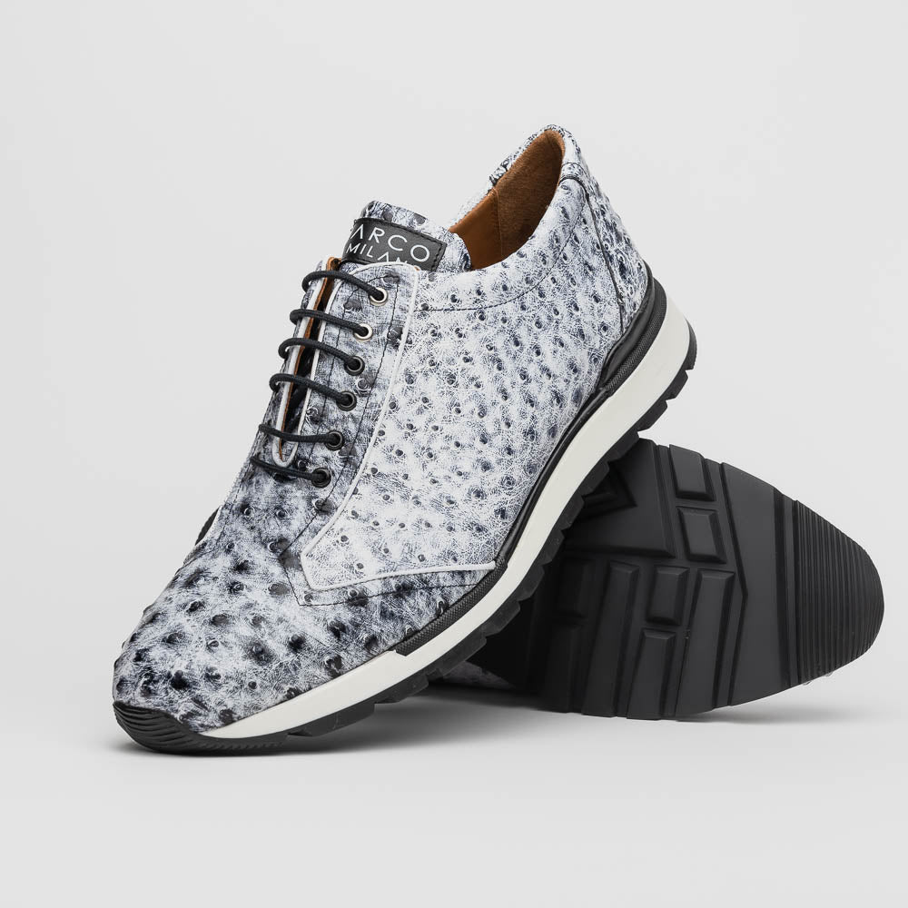 Marco Di Milano Scanno Antique Newspaper Ostrich Quill Sneakers 2 SCANNO_OSTRICH_NEWSPAPER_8  - from alligatorwarehouse.com