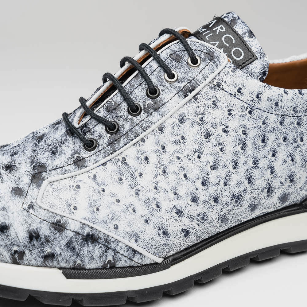 Marco Di Milano Scanno Antique Newspaper Ostrich Quill Sneakers 3 SCANNO_OSTRICH_NEWSPAPER_8  - from alligatorwarehouse.com