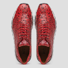 Marco Di Milano Scanno Red Ostrich Quill Sneakers