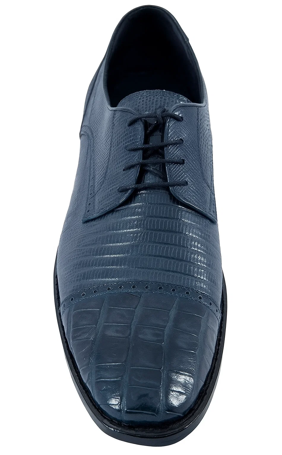 Los Altos Navy Lizard Crocodile Cap Toe Shoes 2   - from alligatorwarehouse.com