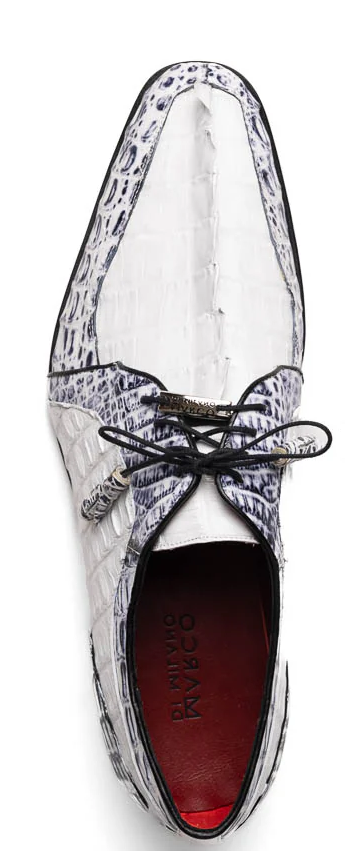 Marco Di Milano Caribe Newspaper/White Caiman Crocodile Derby Shoes 6 CARIBE_CAIMAN FUSCUS_NEWSPAPER/WHITE_8  - from alligatorwarehouse.com