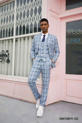 Stacy Adams Men's 3-Piece Hybrid Plaid Suit