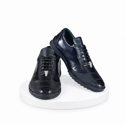 Sneaker de Piel de Avestruz Negro Pata