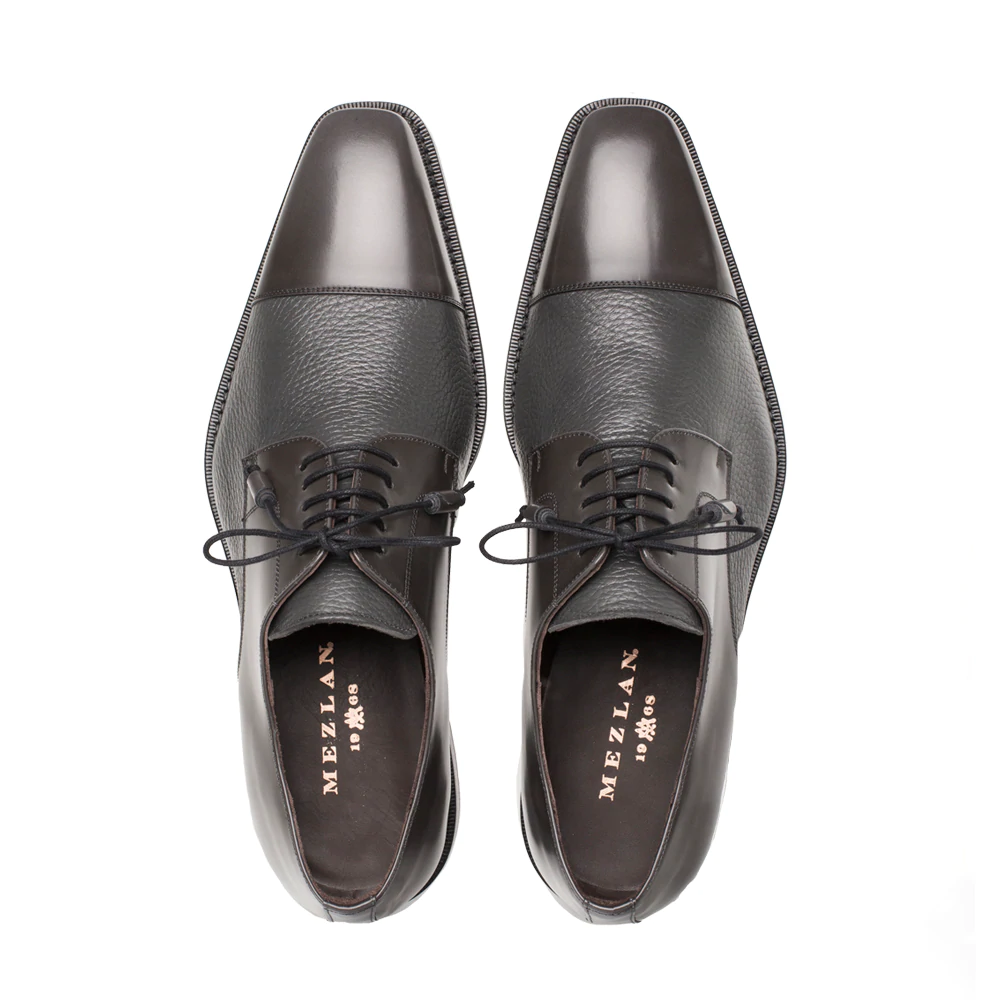 Mezlan Soka Calfskin & Deerskin Cap Toe Shoes Gray (15089)