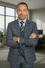 Wool Suit - Italian Made Business Suit by Statement Men's 3 Piece 100% Wool Modern Fit Suit - Coordinating Solid Color Vest