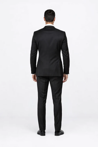 Suits With Baggy Pleated Pants - Wide Leg Pants 100% Wool - Classic Fit in Black Color by Rossiman