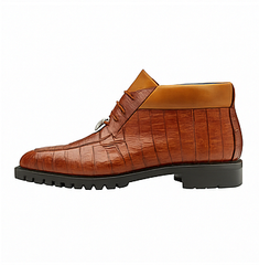 Belvedere Gallardo Men's Shoes Antique Sport Brown Exotic Caiman Crocodile Derby Split-toe Boots