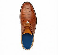 Belvedere Gallardo Men's Shoes Antique Sport Brown Exotic Caiman Crocodile Derby Split-toe Boots