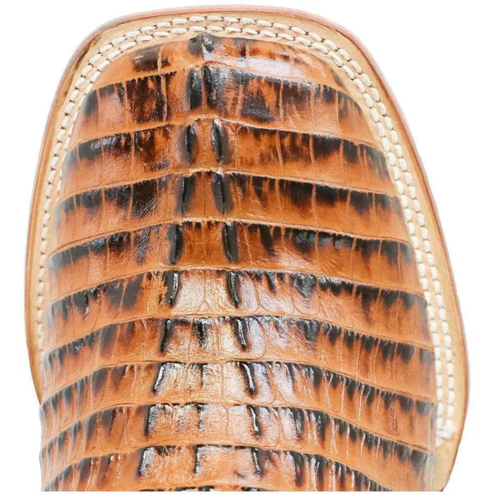 Men's Hudson Print Caiman Tail Square Toe Boots Cognac Men's Hudson Print Caiman Tail Square Toe Boots Cognac