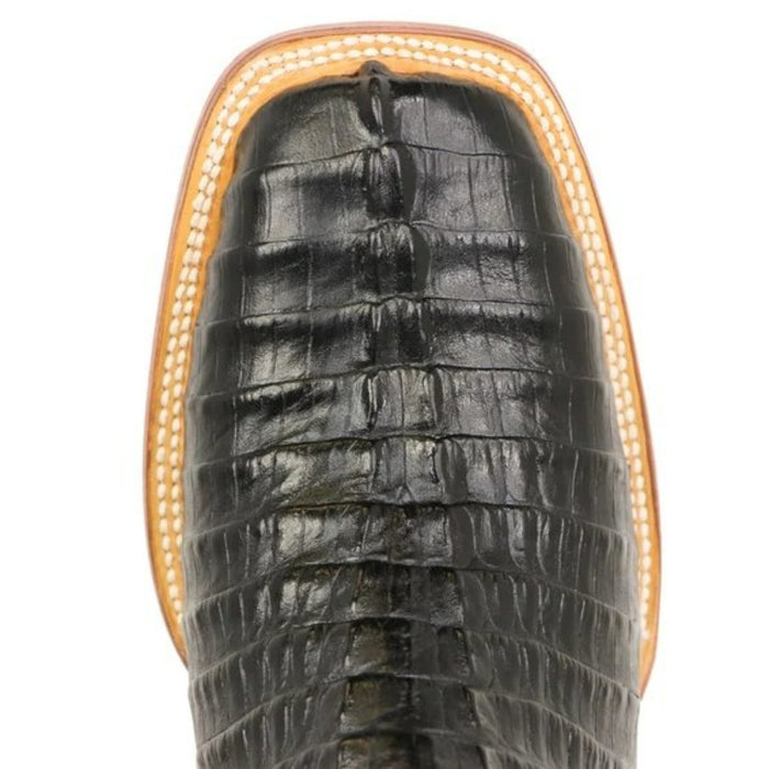 Men's Lufkin Print Caiman Tail Square Toe Boots Black Men's Lufkin Print Caiman Tail Square Toe Boots Black