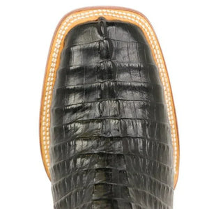 Men's Lufkin Print Caiman Tail Square Toe Boots Black