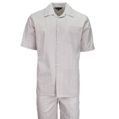 Tan Seersucker 2pc Set