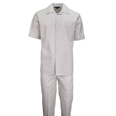 Tan Seersucker 2pc Set