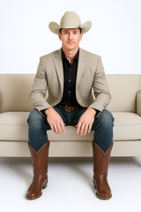 Western Blazer - Saco Para Hombre -Mens Double Button Western Taupe Blazer