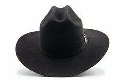 Texana 100X Estilo El Inombrable White Diamonds Color Negro con Plumas