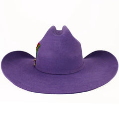 Texana Stone Sombrero Vaquero para Mujer 100X Color Morado con Plumas