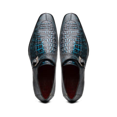 Marco Di Milano Toluca Blue/Black Crocodile & Lizard Monk Strap