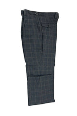 Tiglio Luxe Gray Mini Check with Taupe Windowpane Semi-Wide Leg Wool Marbella Dress Pants TL3328