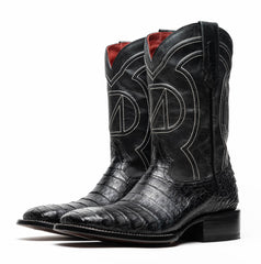 Marco Di Milano Tuscon Black Caiman Crocodile Square Toe Cowboy Boots