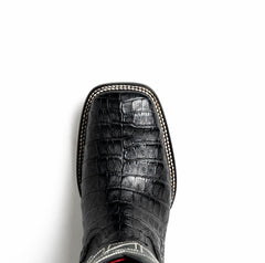Marco Di Milano Tuscon Black Caiman Crocodile Square Toe Cowboy Boots