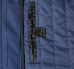 Navy Slim Fit Wool Blend Short Coat with Detachable Full Zipper