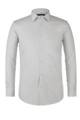 Verno Men's Classic Fit Grey Spread Collar Dress Shirt - Elegant Mensattire