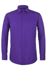 Verno Men's Classic Fit Lilac Spread Collar Dress Shirt - Elegant Mensattire