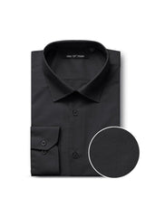 Verno Men's Classic Spread Collar Dress Shirt in Black. - Elegant Mensattire