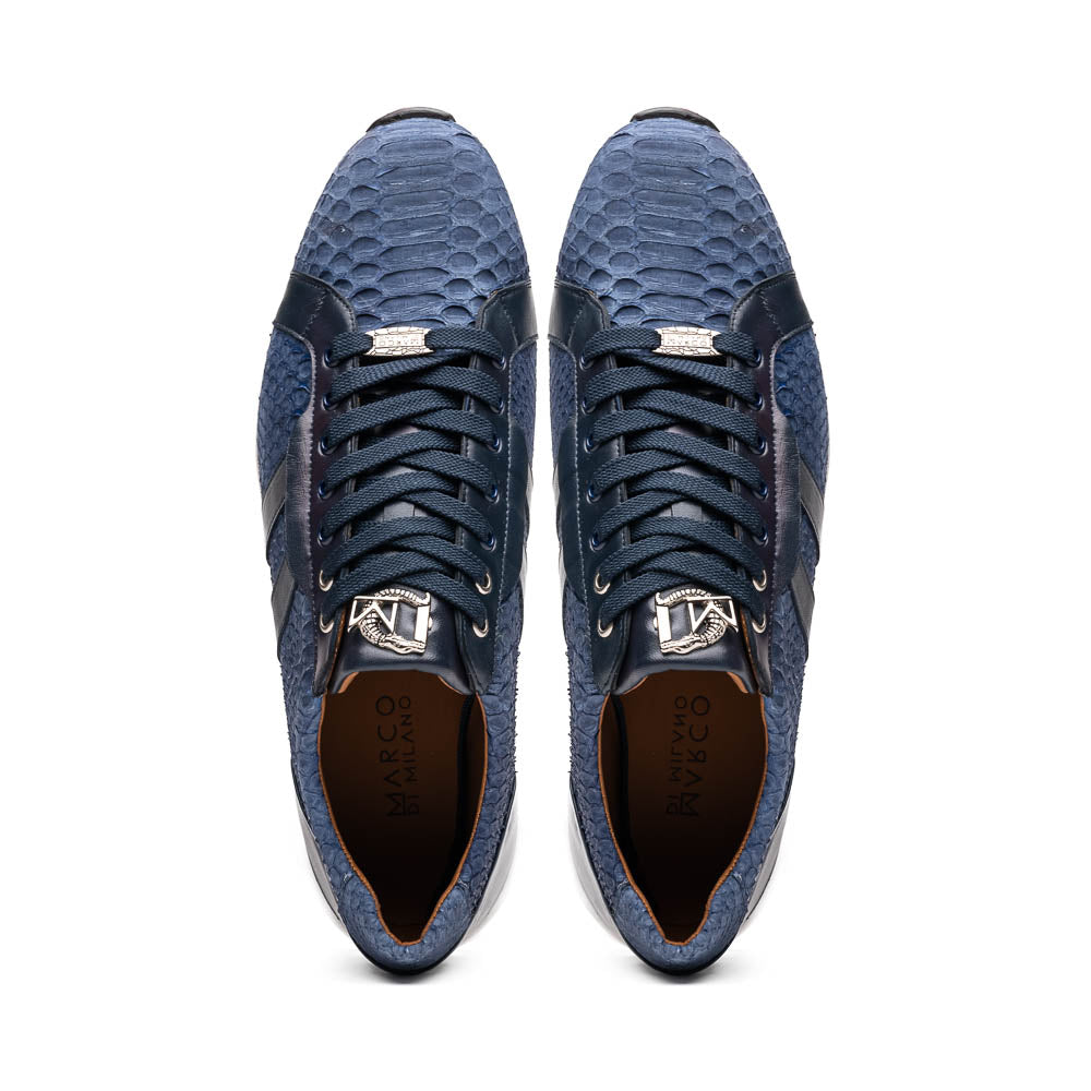Marco Di Milano Verona Navy Python & Calfskin Sneakers 5 VERONA_PYTHON_NAVY_8  - from alligatorwarehouse.com