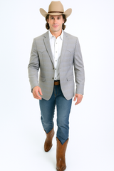 Western Blazer - Saco Para Hombre - Mens Double Button Western Grey Blazer