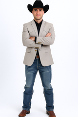 Western Blazer - Saco Para Hombre - Mens Double Button Western Beige Blazer