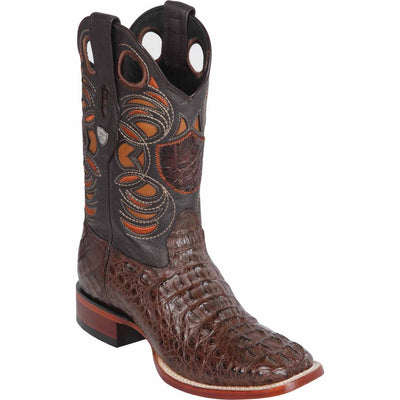 Men's Wild West Caiman Hornback Ranch Yellow Gold Toe Boots 282402 2 28240201-060  - from alligatorwarehouse.com