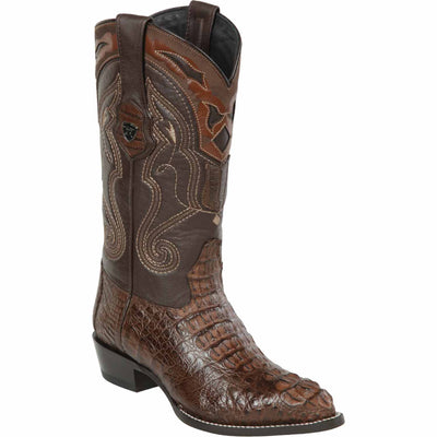 Men's Wild West Caiman Hornback Skin Yellow Gold J Toe Boots 29902-A 5 2990202-060  - from alligatorwarehouse.com