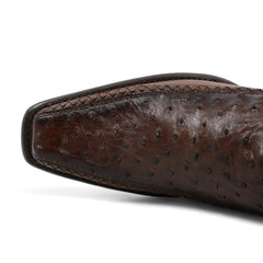 Men's Wild West Ostrich with Deer Skin Square Toe Boots 277LF03