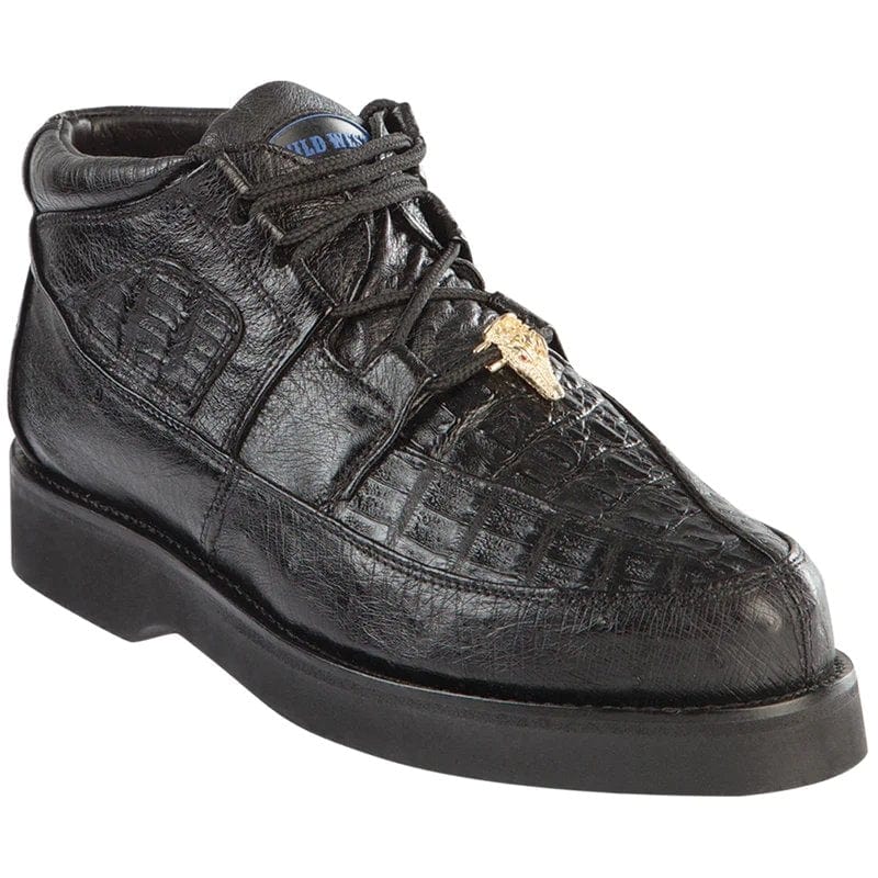 Men's Wild West Boots Caiman and Smooth Ostrich Skin Shoe 2ZA052805 1 2ZA052805-060  - from alligatorwarehouse.com