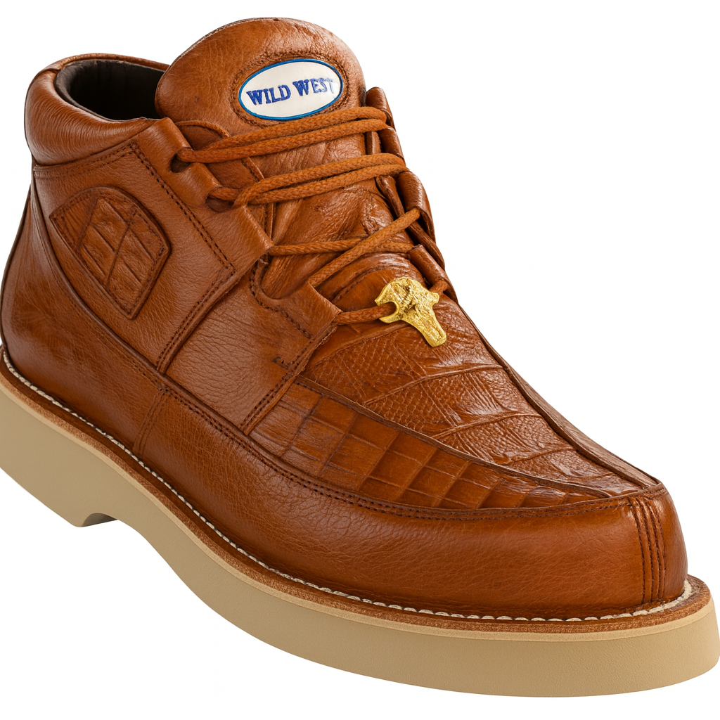 Men's Wild West Boots Caiman and Smooth Ostrich Skin Shoe 2ZA052803 1 2ZA052803-060  - from alligatorwarehouse.com