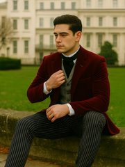 Wine Velvet Roderick Smoking Jacket – Luxurious Mens Wear